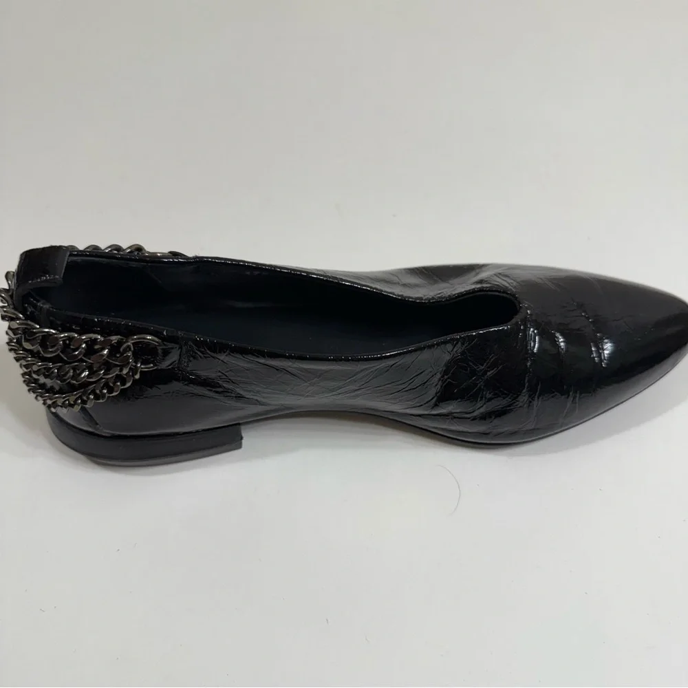 Homers Baby Flat with Chain Superluxe Black Patent Leather Shoes Size 7